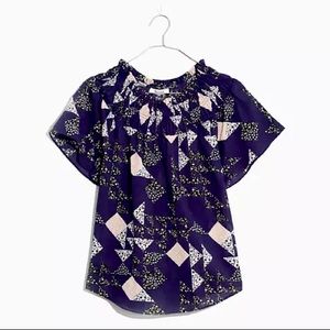 Madewell Smocked Mockneck Top in Patchwork Quilt